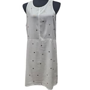 Cloth & Stone White Lined Rose Gold Polka Dot Sleeveless Travel Dress Large